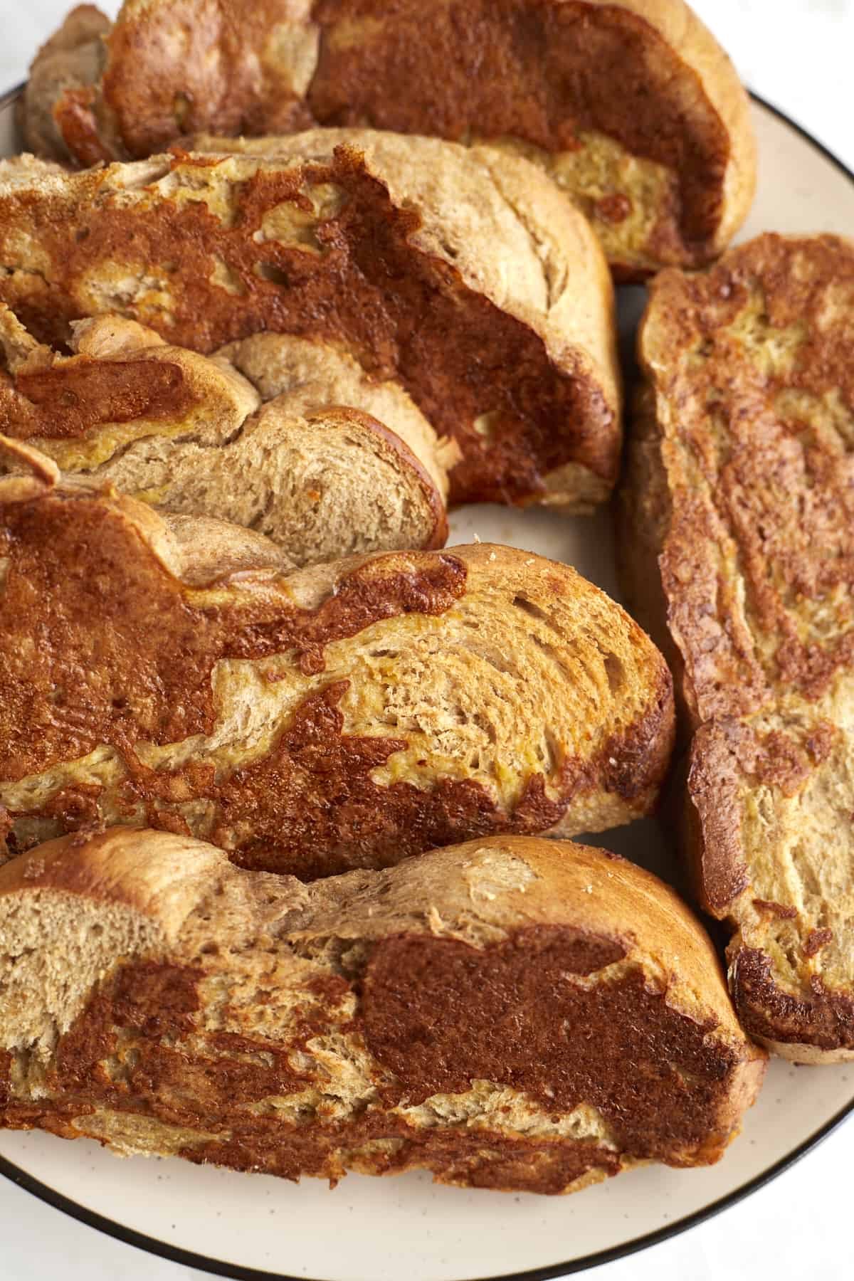 plated challah bread sheet pan french toast