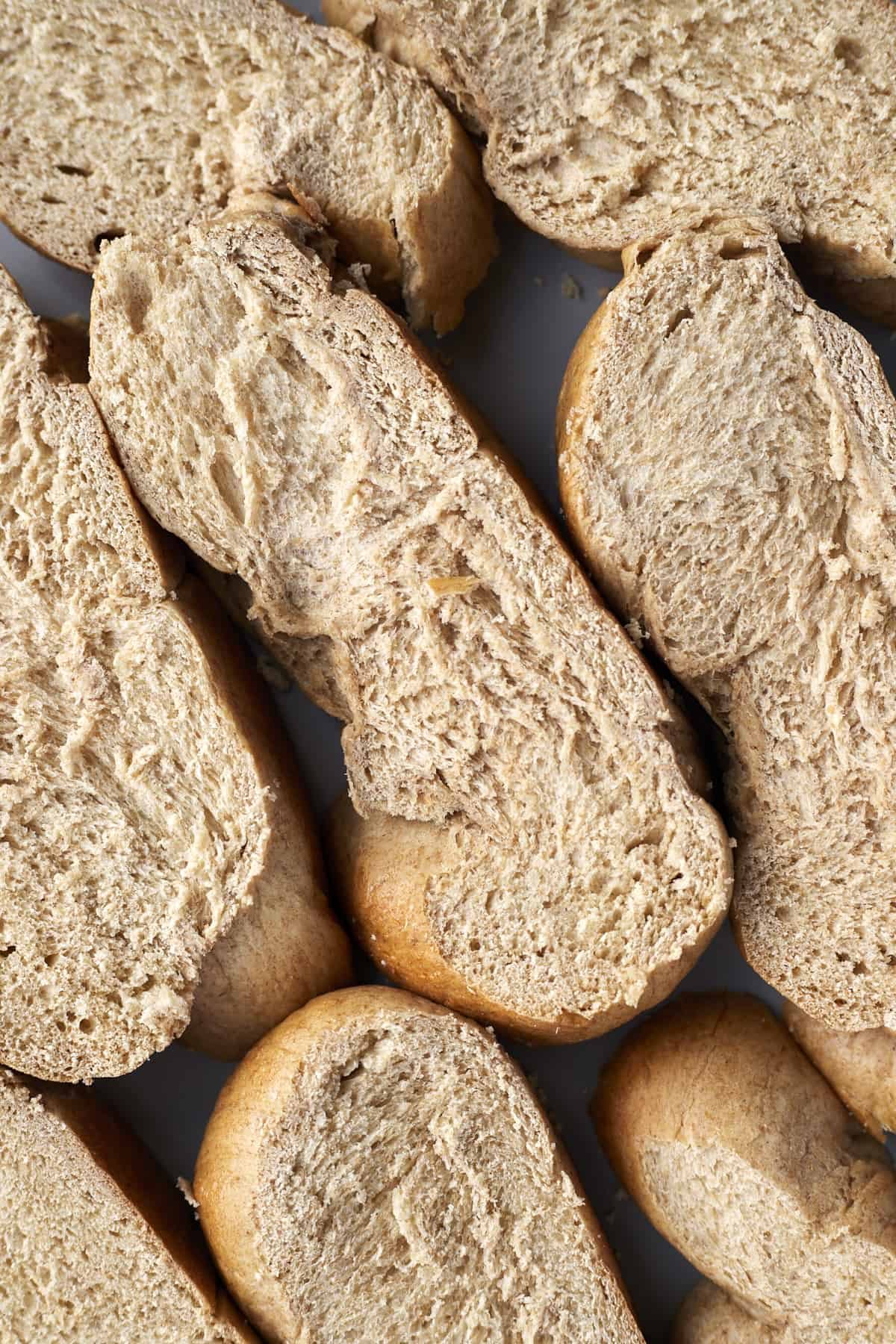 sheet pan of challah bread slices