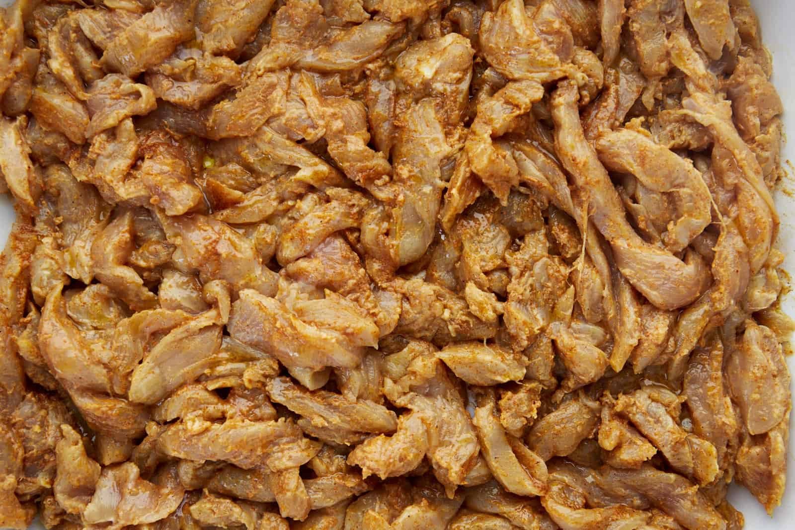 uncooked shawarma chicken pieces