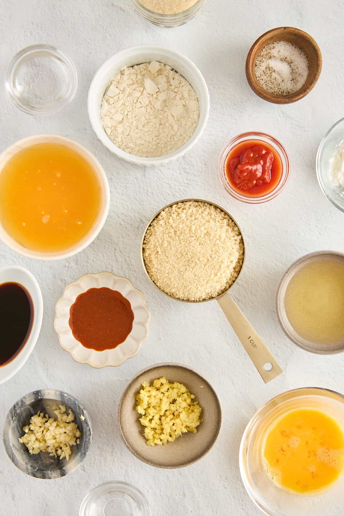 Ingredients for homemade orange chicken.