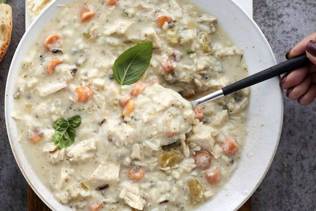 Slow Cooker Silky Chicken Wild Rice Soup