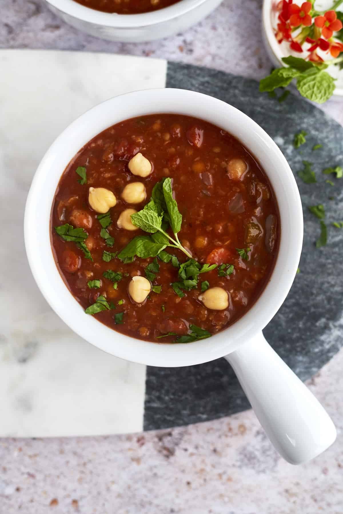 Slow Cooker Moroccan Harira Soup at the Table