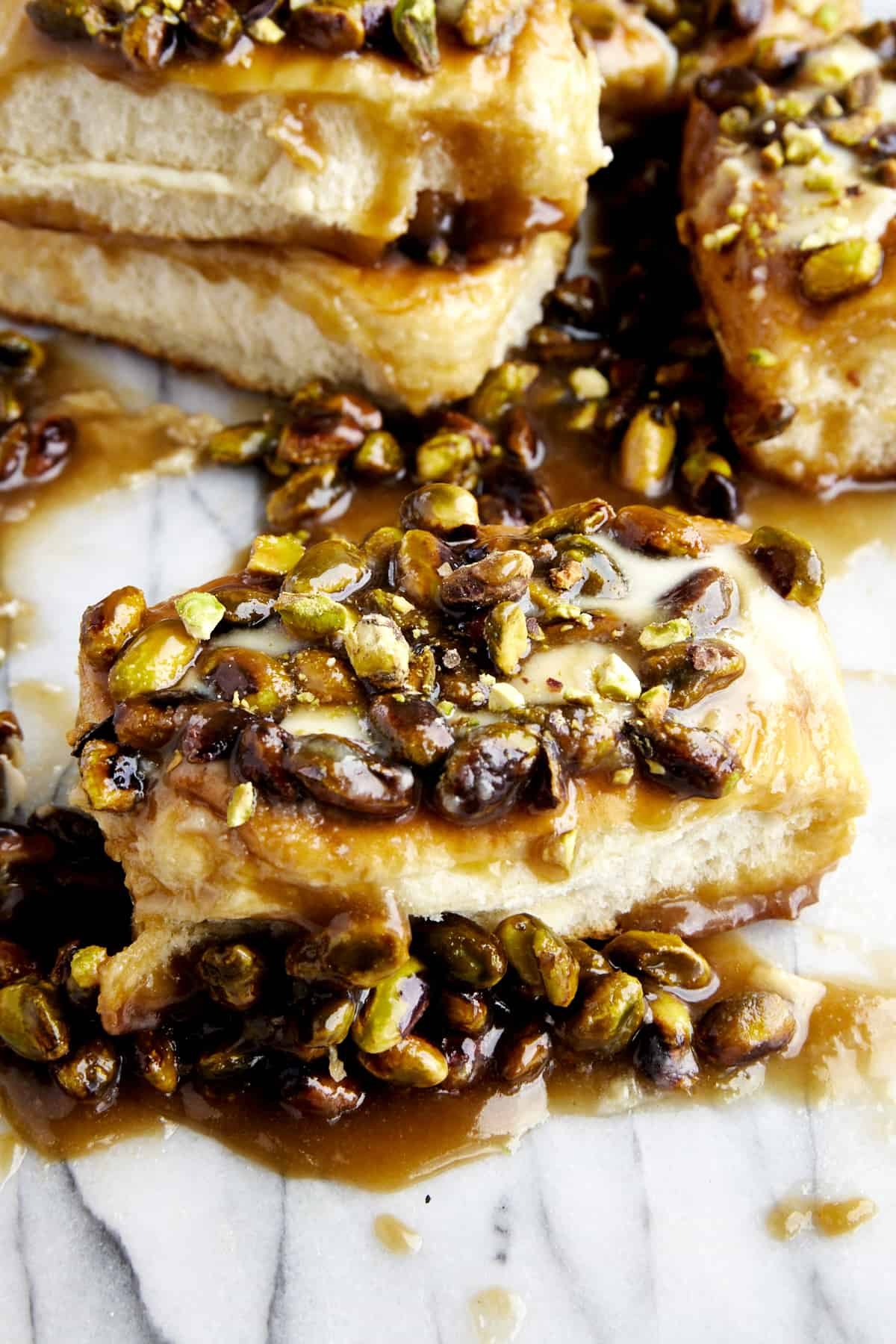 Baked baklava sticky buns.