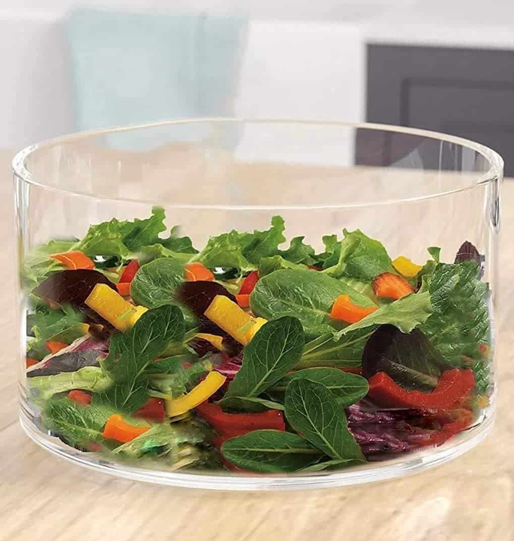 Glass salad bowl.