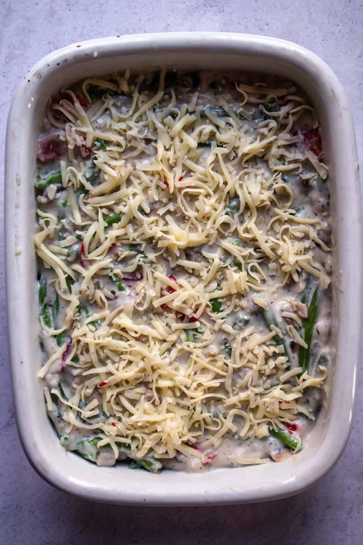 cheese on top of green bean casserole.