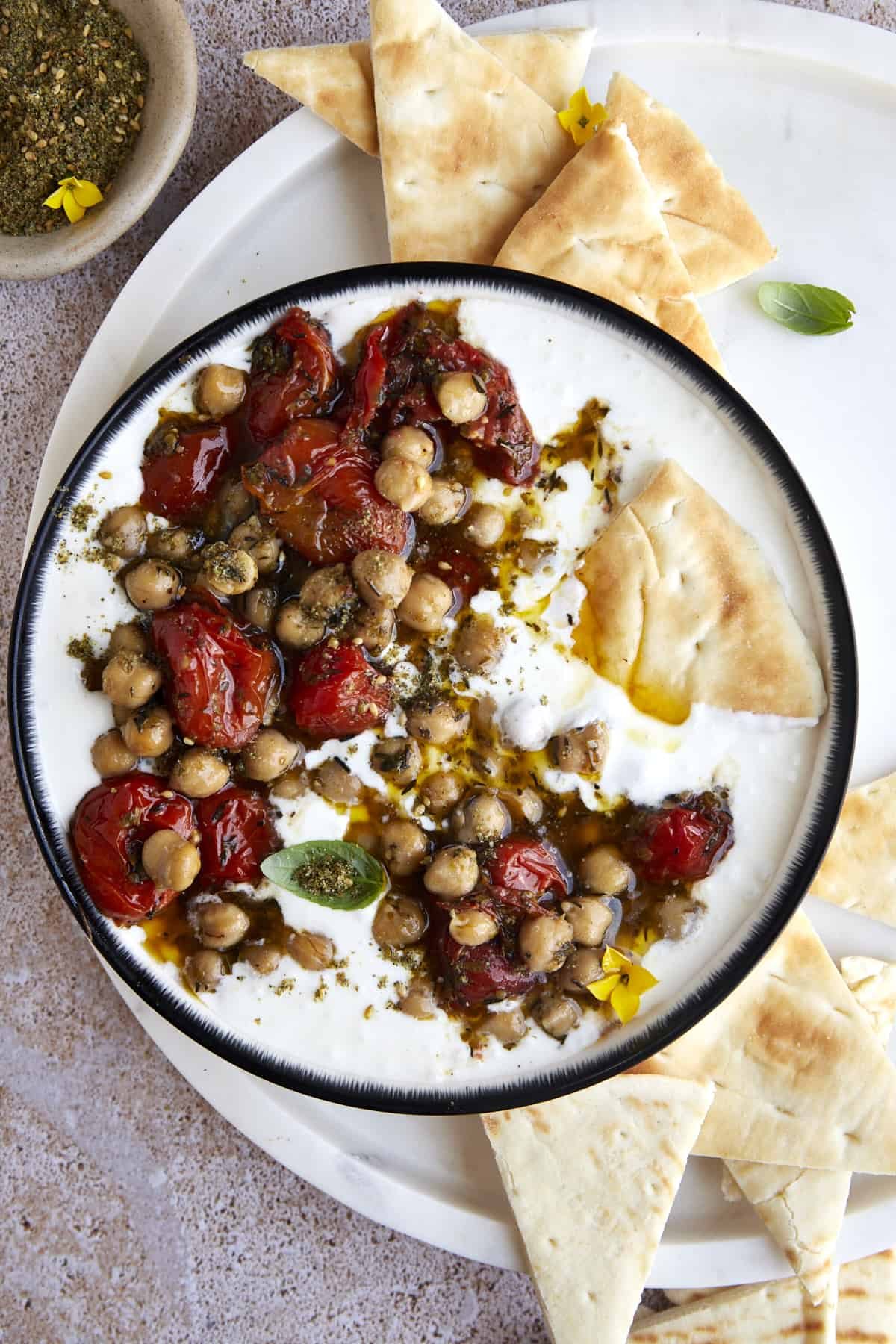 Silky Whipped Feta Dip with Roasted Tomatoes and Chickpeas
