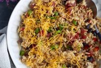 Weeknight Cheesy Mexican Rice with Garden Vegetables