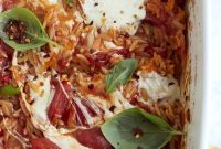 Cheesy Caprese Orzo Bake