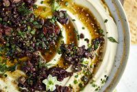 Zesty Za’atar Hummus with Briny Olive Tapenade