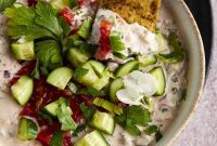 Mediterranean Cucumber Tomato Tahini Bowl