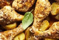 Crispy Garlic Parmesan Drumsticks and Roasted Potatoes