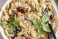 Velvet Boursin Orzo Bake with Sun-Dried Tomatoes and Spinach