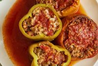 Effortless Mediterranean Stuffed Peppers: Rice-Filled Slow Cooker Meal
