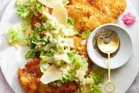 Golden Chicken Milanese with Zesty Caesar Salad