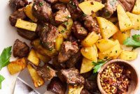 Savory Air Fryer Garlic Steak Bites and Golden Potatoes