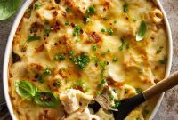 Golden Baked Chicken Spinach Pasta