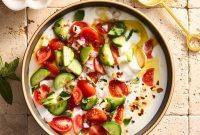 Fresh Cucumber Tomato Cottage Cheese Salad