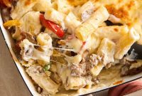 Ultimate Philly Cheesesteak Pasta Bake