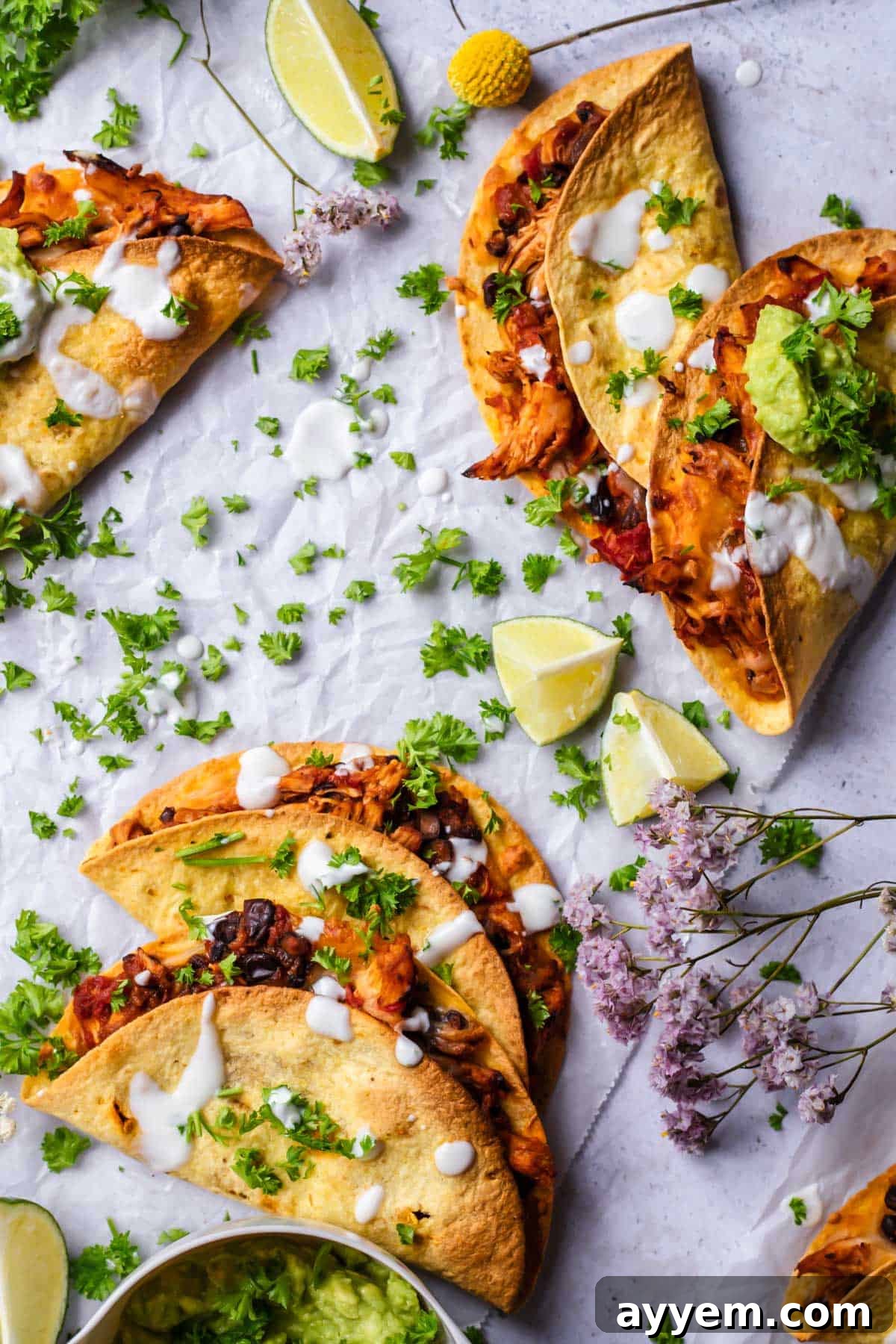 baked shredded chicken tacos