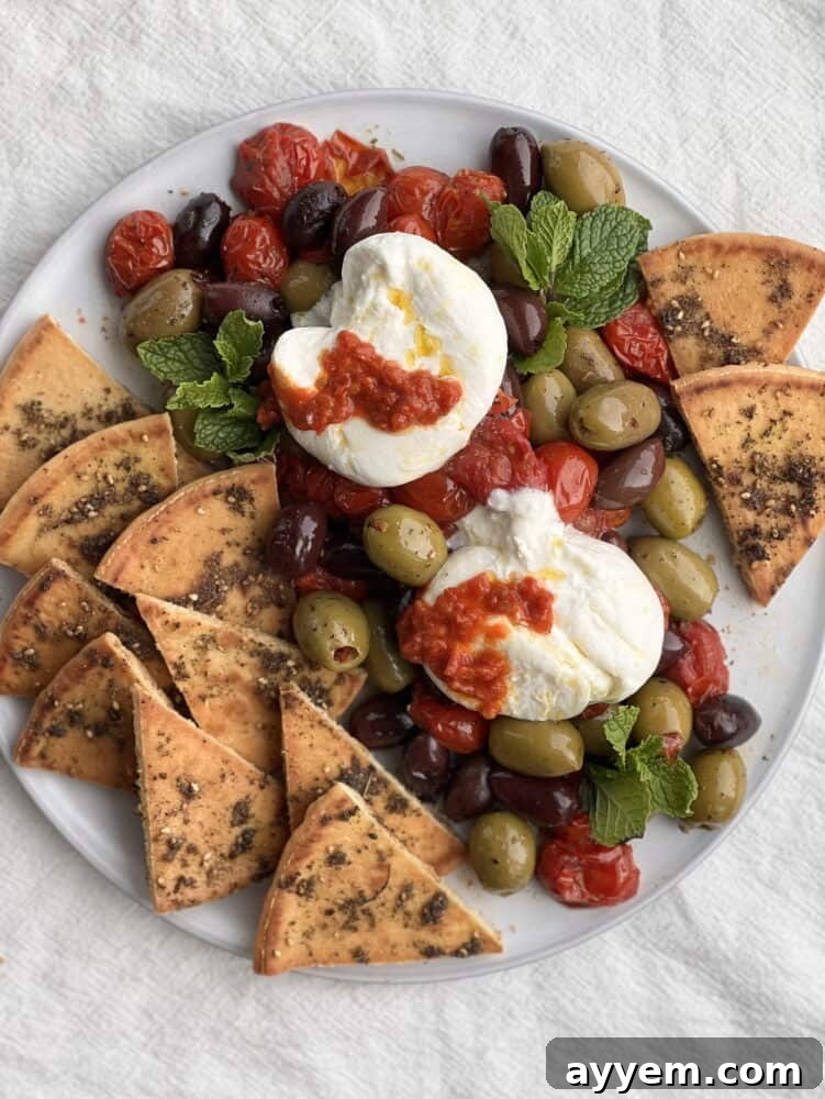 Burrata with Roasted Tomatoes and Za'atar Pita
