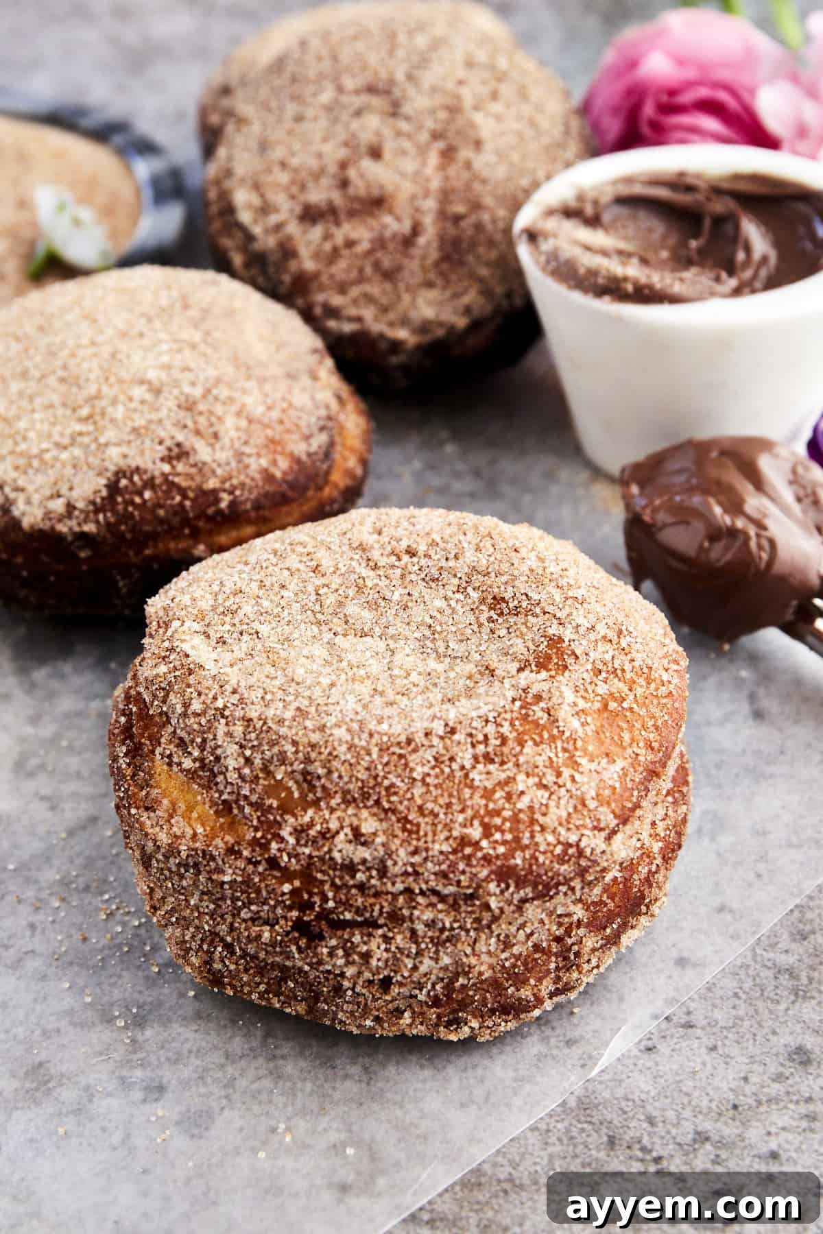 Nutella stuffed biscuit doughnuts.