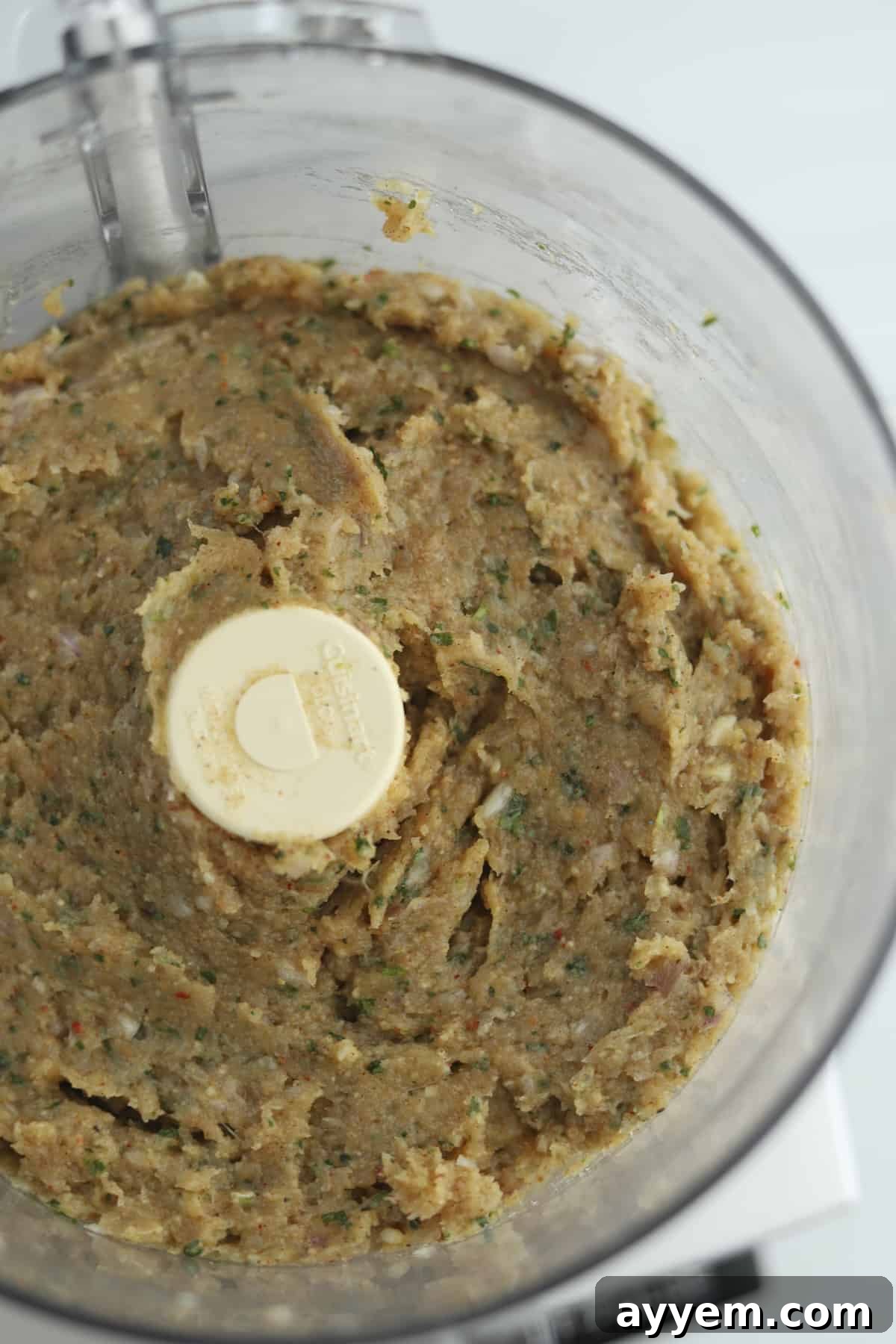 raw chicken kofta mixture in a food processor.