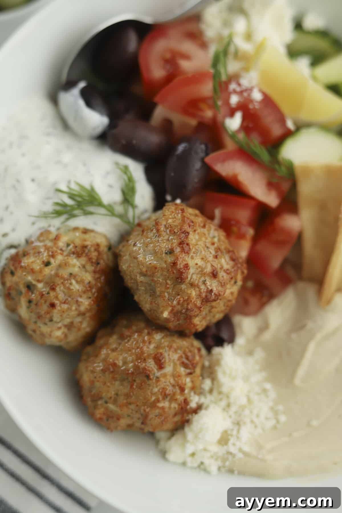 closeup bowl of chicken kofta.