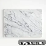 White marble cutting board.
