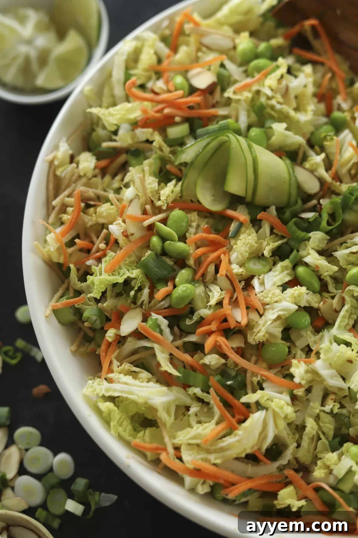 sideview of cucumber thai salad