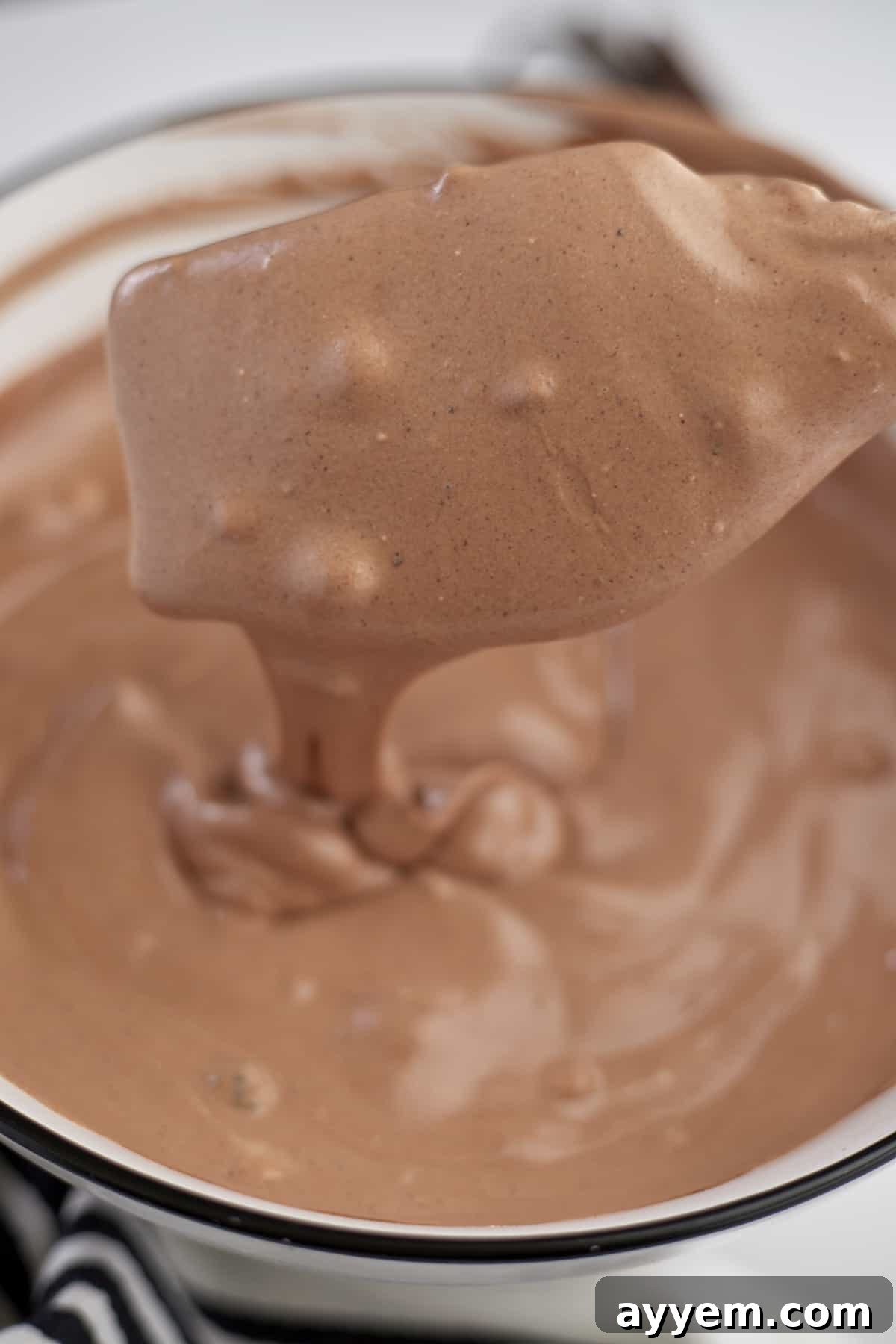 whipped chocolate mousse with a rubber spatula