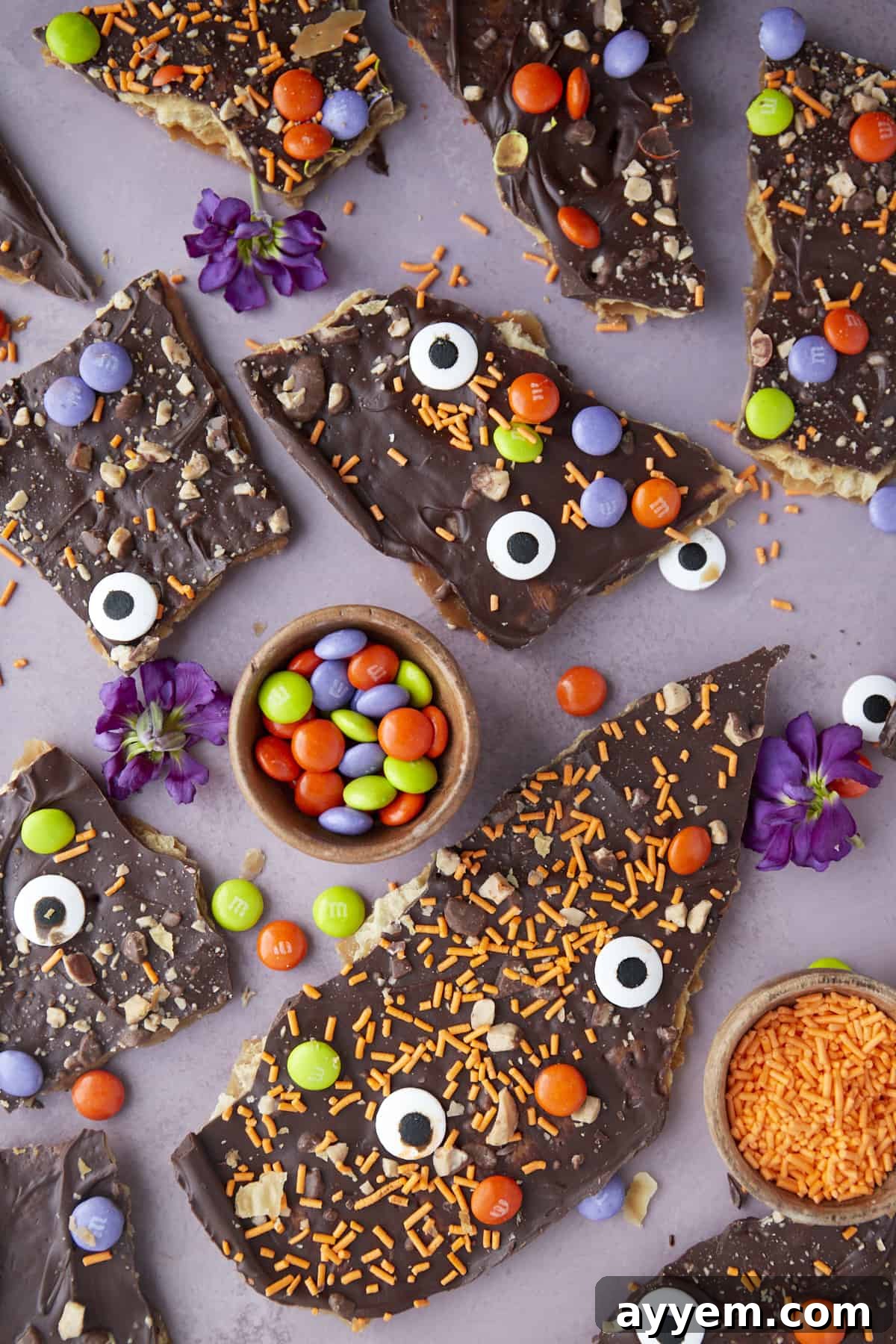 overhead image of pieces of Halloween Cracker Candy