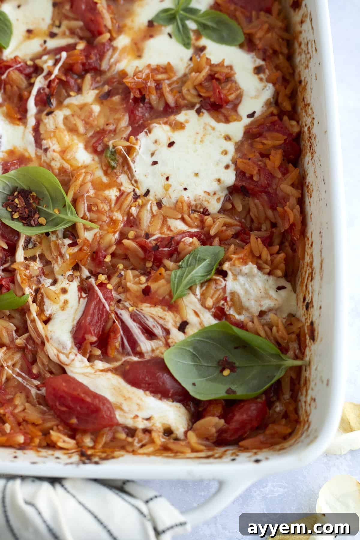 Caprese Baked Orzo Pasta