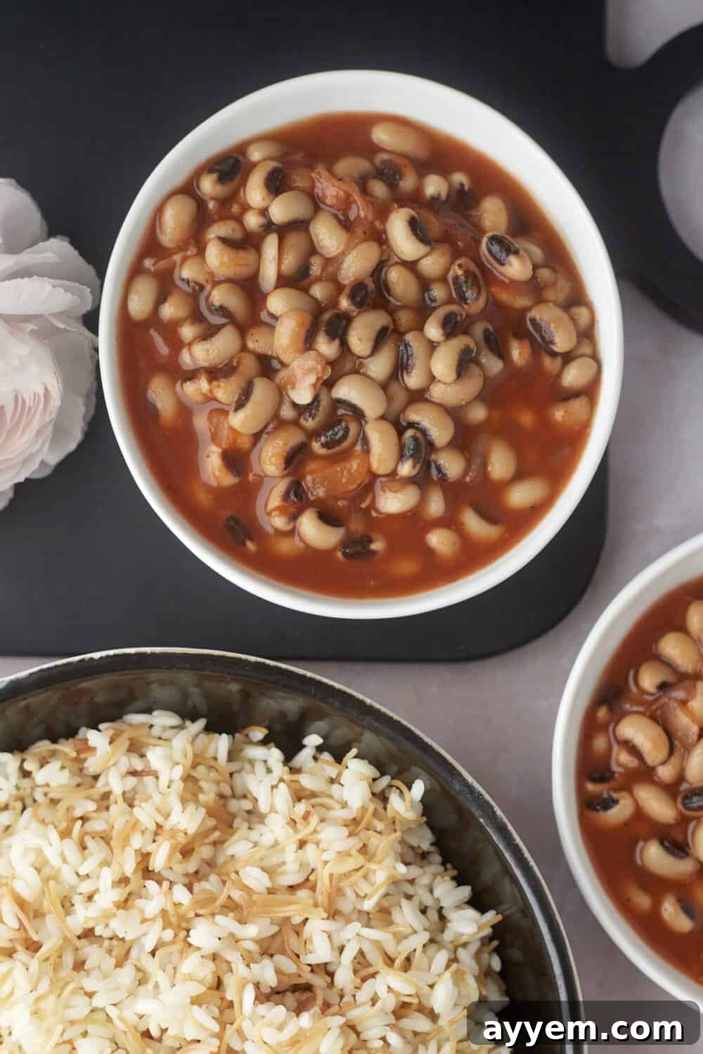 a rustic bowl of flavorful black-eyed pea stew