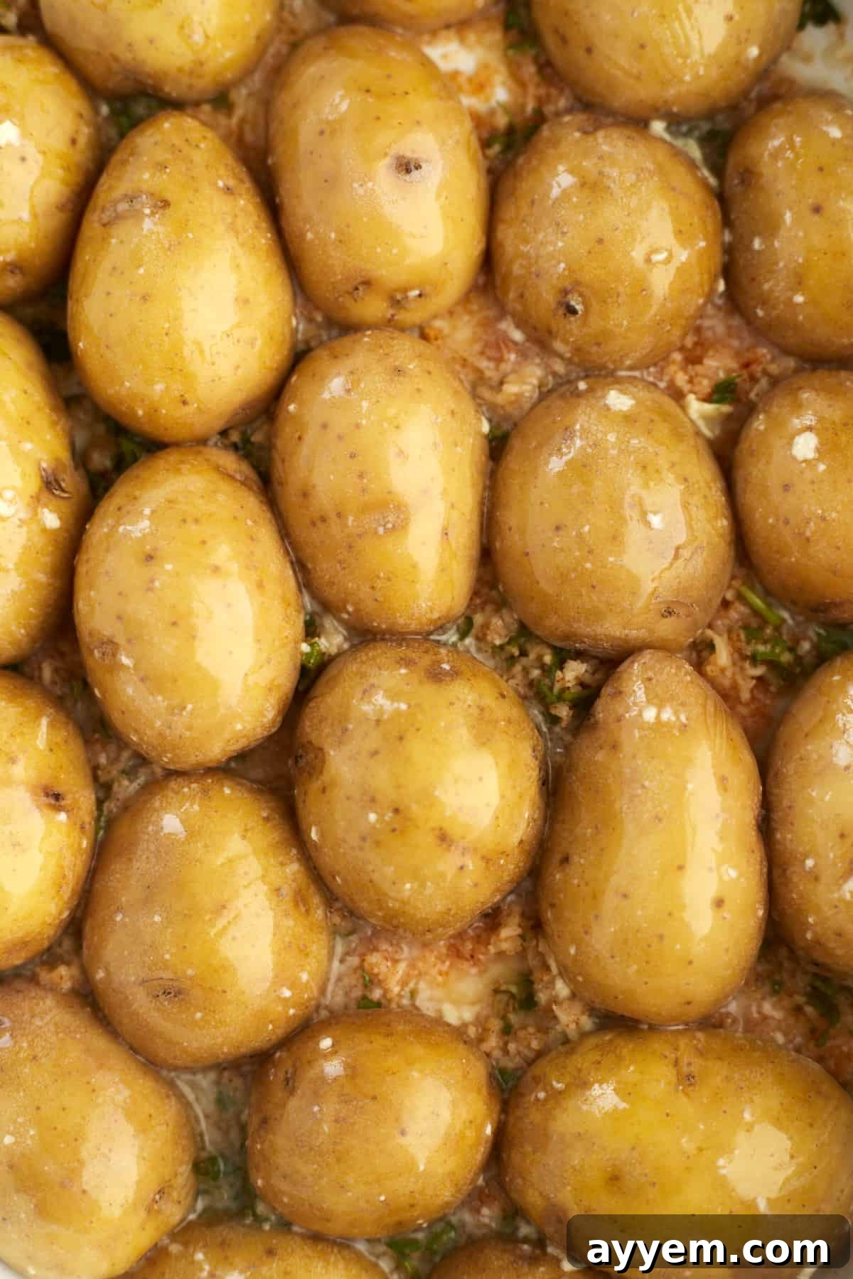 Prepping the butter and cheese mixture for parmesan potatoes