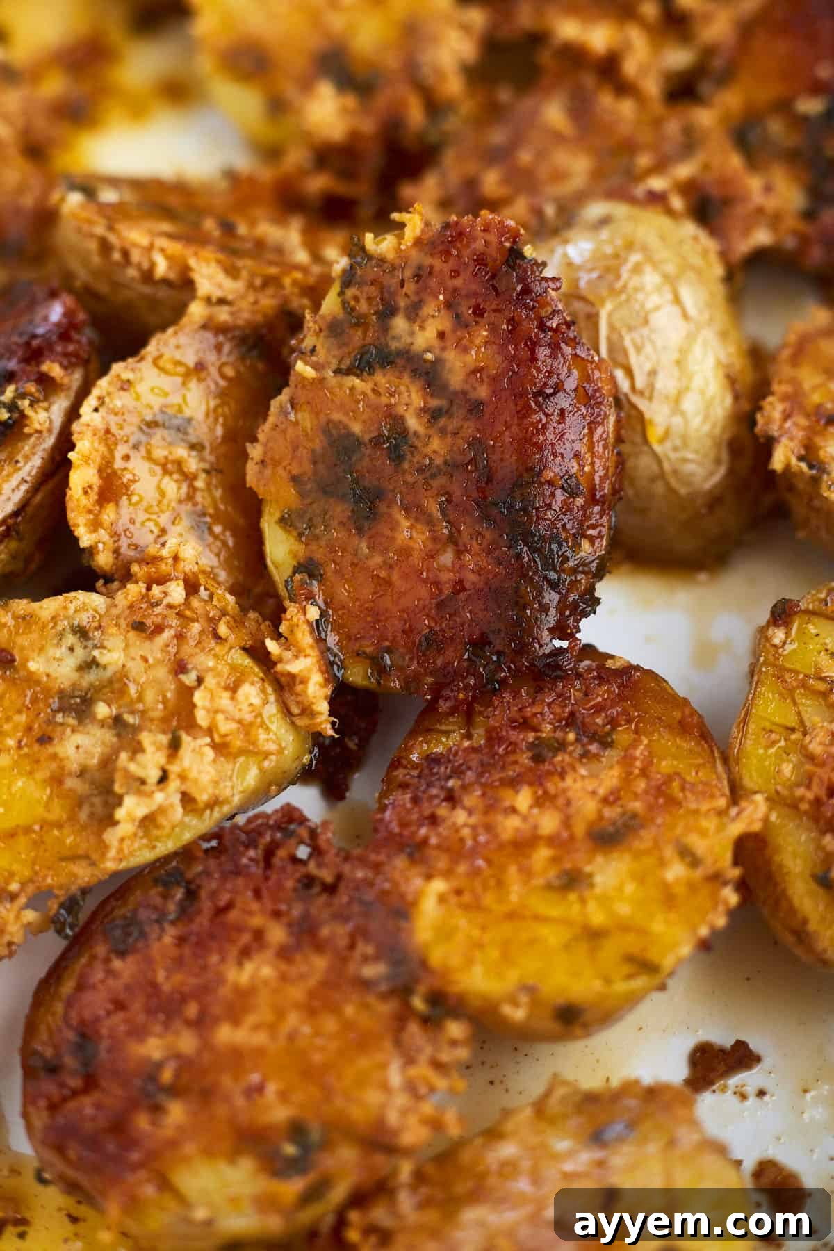 Crispy parmesan potatoes ready to be served