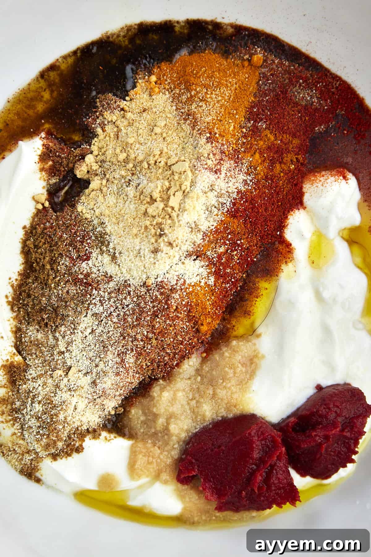 tandoori spices, Greek yogurt, and oil