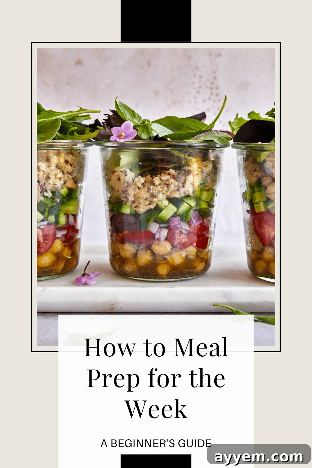 Various meal prep containers laid out on a kitchen counter, showcasing a variety of healthy, pre-portioned meals.
