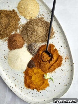 A bowl of homemade shawarma spice blend, ready to be used in cooking.