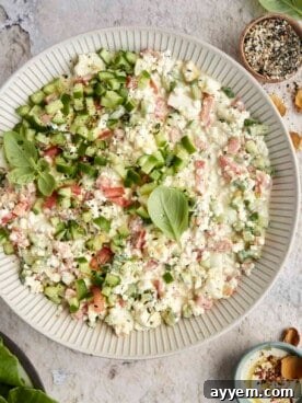 The best Mediterranean egg salad recipe with creamy cottage cheese and a hint of tahina, perfect for a healthy and quick meal.