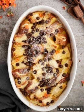 A baking dish filled with rich and creamy cannoli baked French toast, ready to be served.