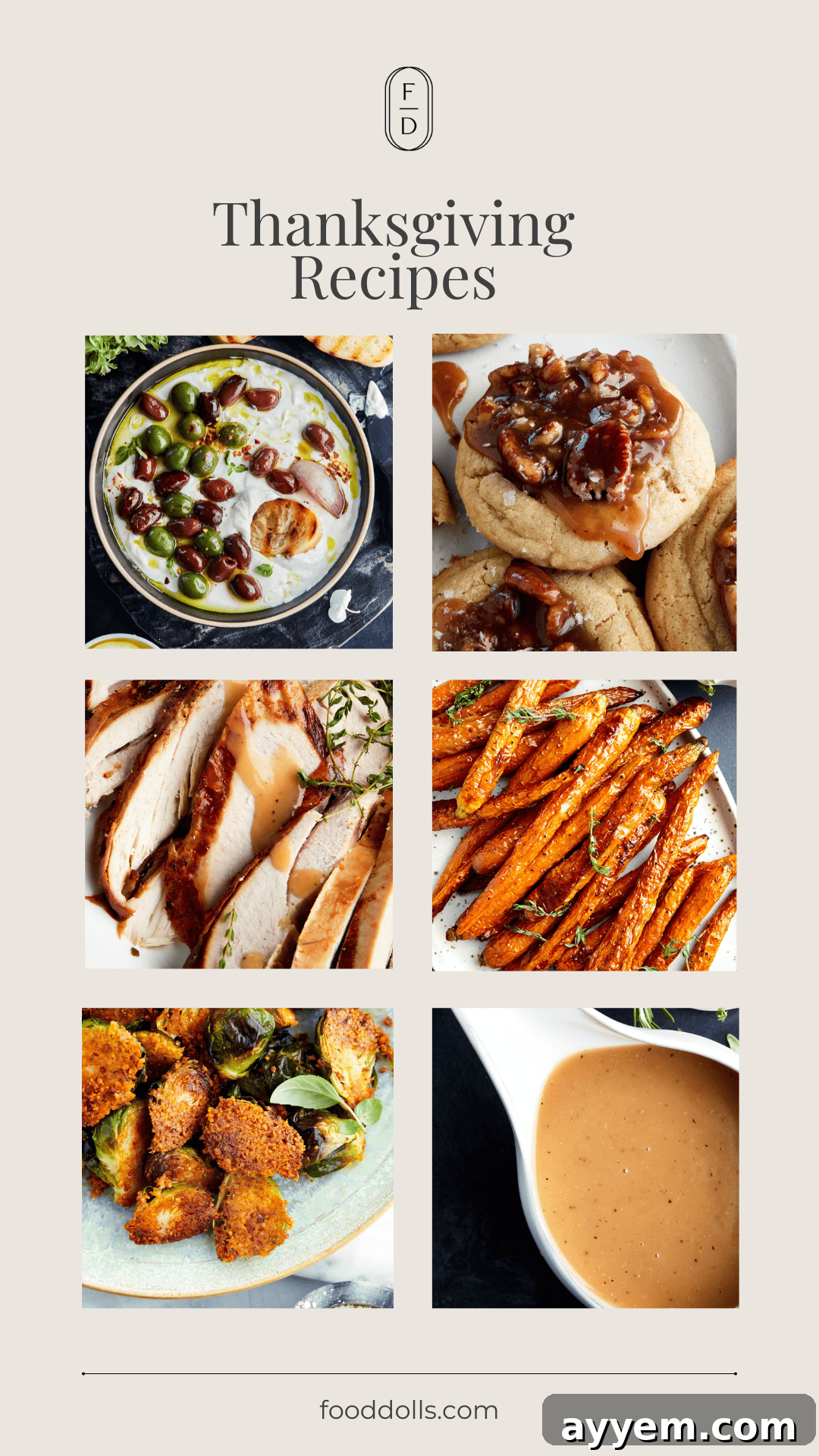 A vibrant collage featuring various Thanksgiving dishes including a roasted turkey, mashed potatoes, cornbread, and apple crisp, all beautifully arranged to inspire a holiday feast. 