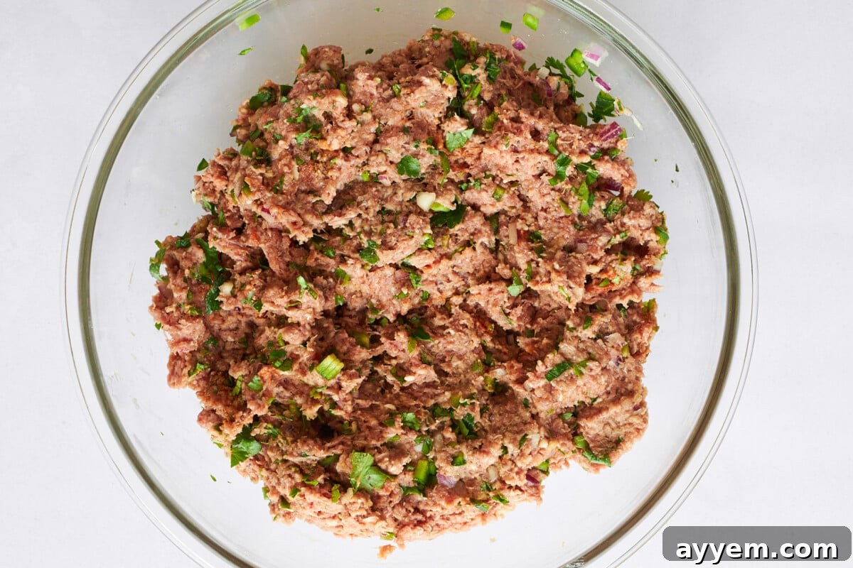 Kofta meat mixture in a bowl.