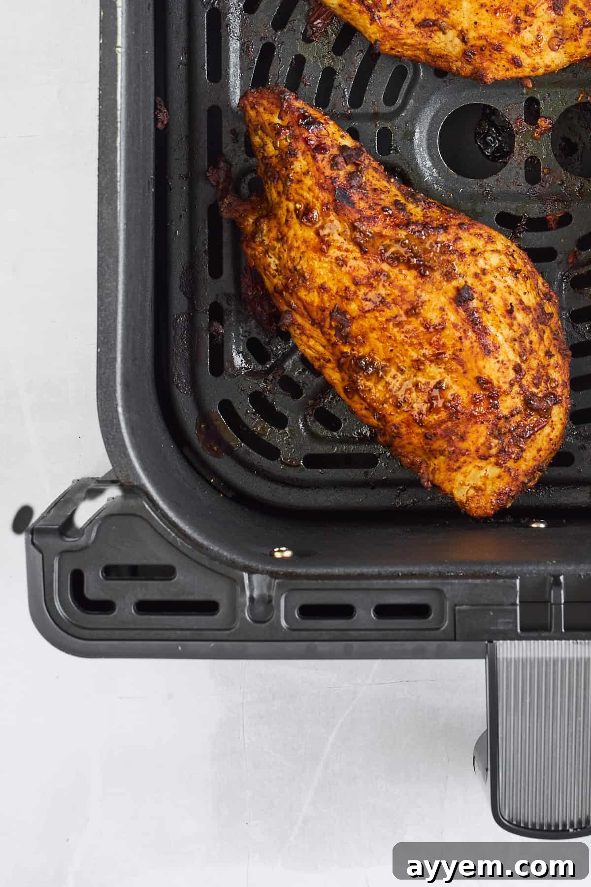 Cooked chipotle chicken in an air fryer.  