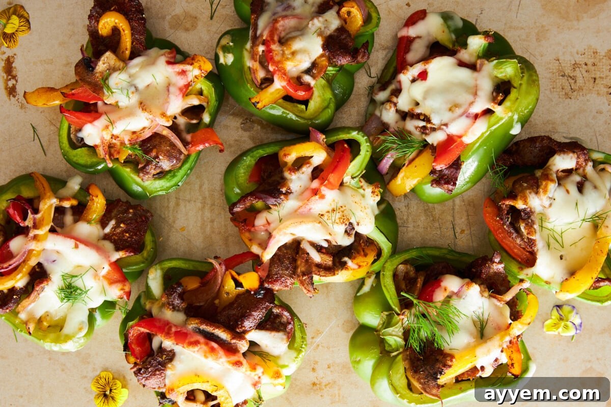 Philly cheesesteak stuffed peppers.