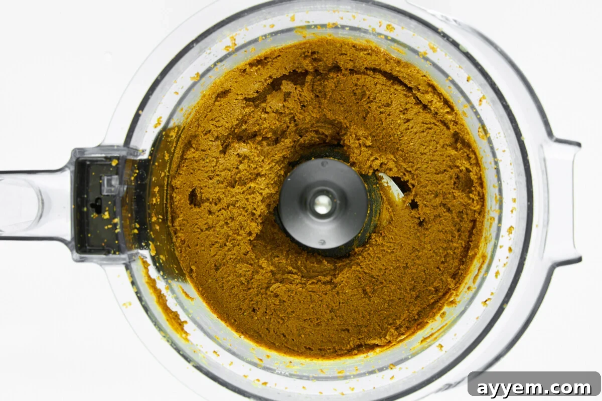 Pistachio butter in a food processor.