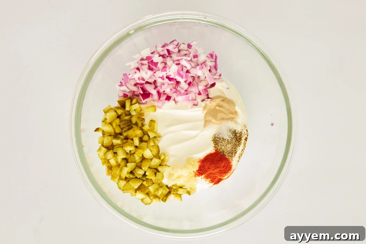 Labneh dressing ingredients in a bowl.