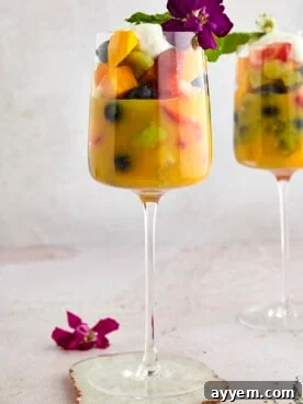 Fakhfakhina, an Egyptian fruit salad drink, loaded with fresh fruits and sweet juice.