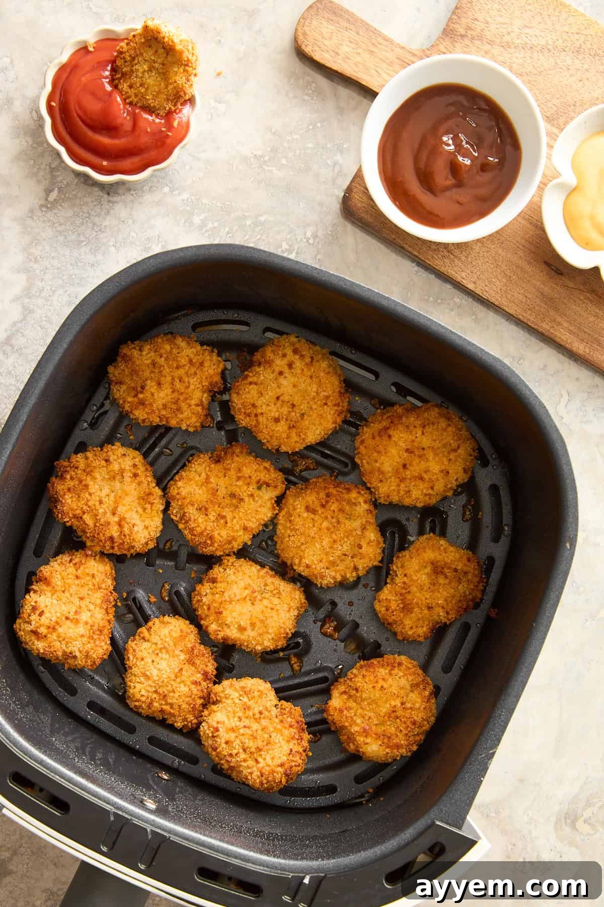 Crispy Air Fryer Chicken Nuggets, golden brown and ready to eat.