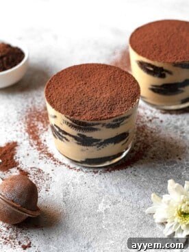 Two jars of Oreo tiramisu.