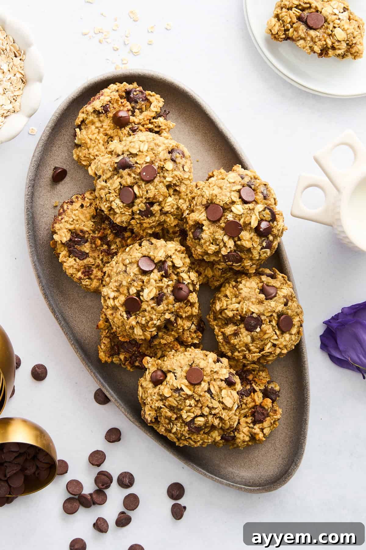 Why Are My Cookies So Flat 3 A platter of banana oatmeal cookies.